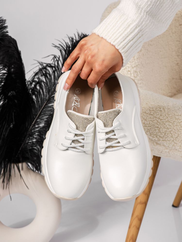 Всекидневни дамски обувки бели от еко кожа Lara #18445