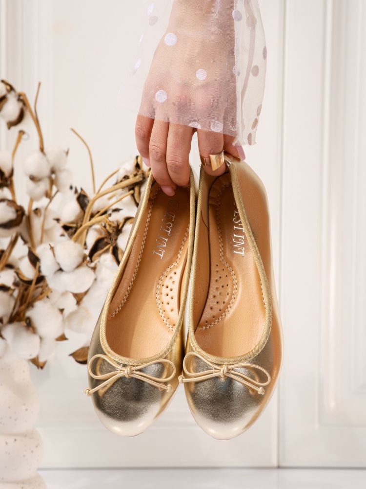 Cameron Női Balerina Cipő Arany Ökológiai Bőrből #18384