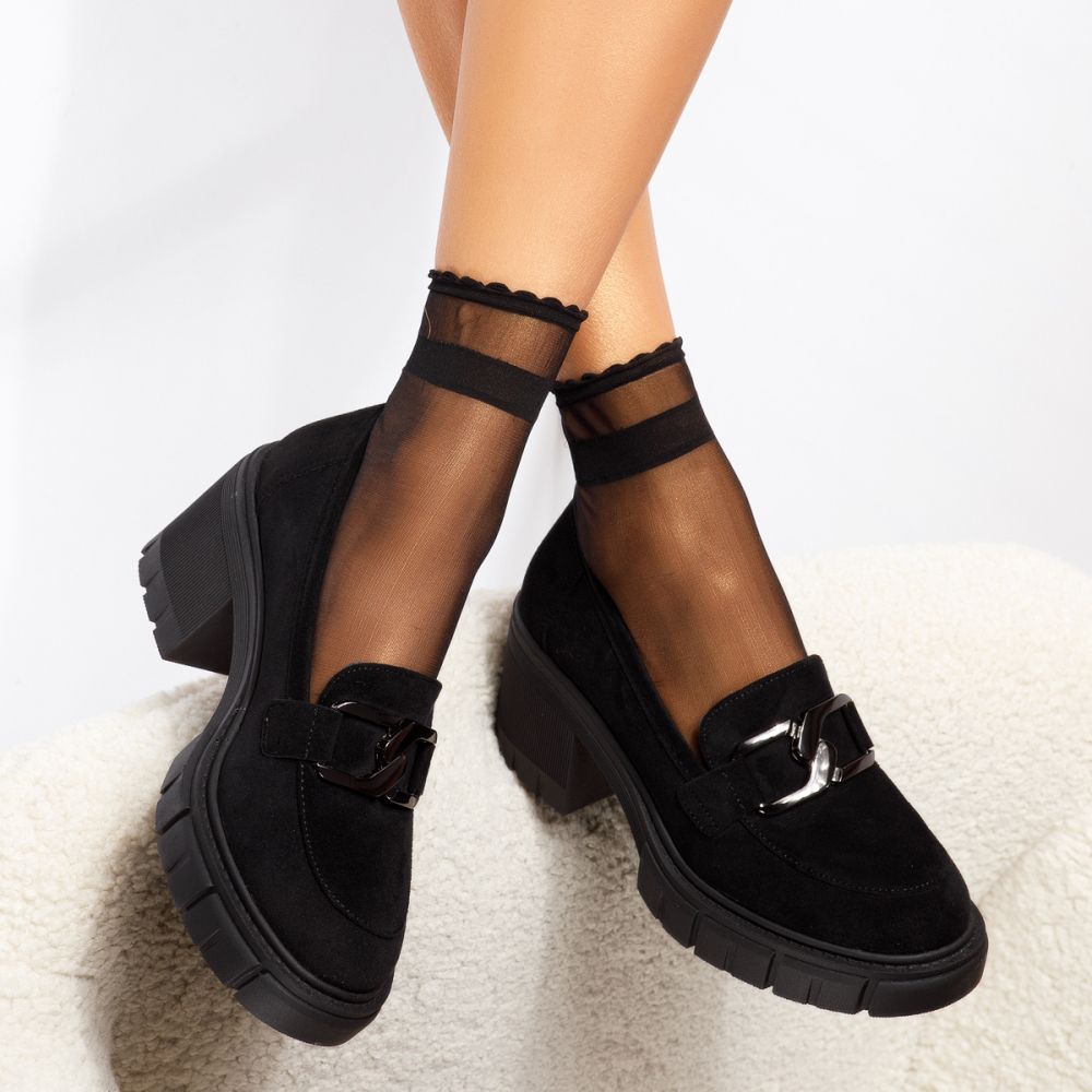 Всекидневни дамски обувки черни от обърната еко кожа Mila #18743