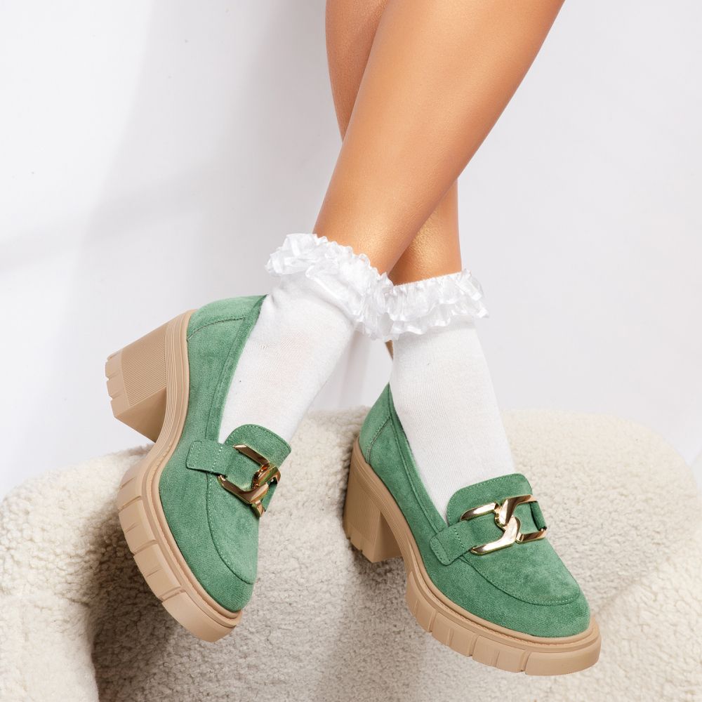 Всекидневни дамски обувки зелени от обърната еко кожа Mila #18744