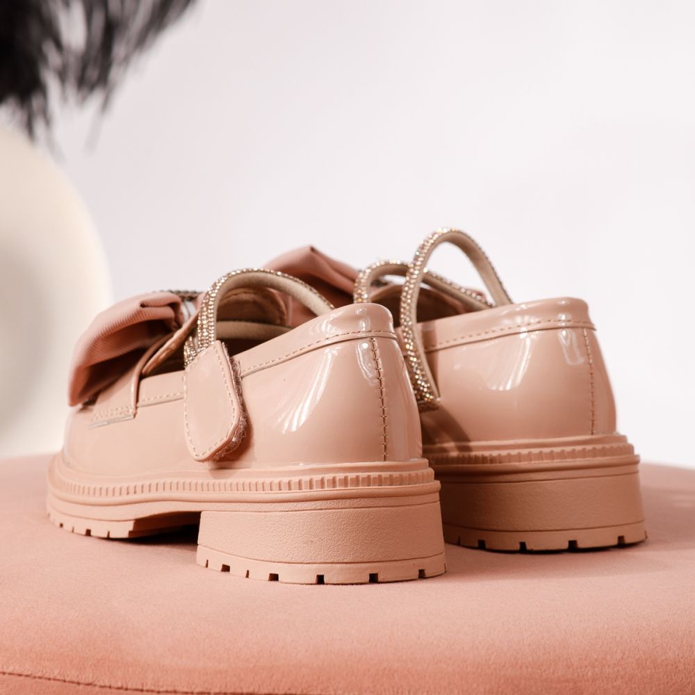 Pantofi casual copii roz din piele ecologica lacuita Allegra #19101