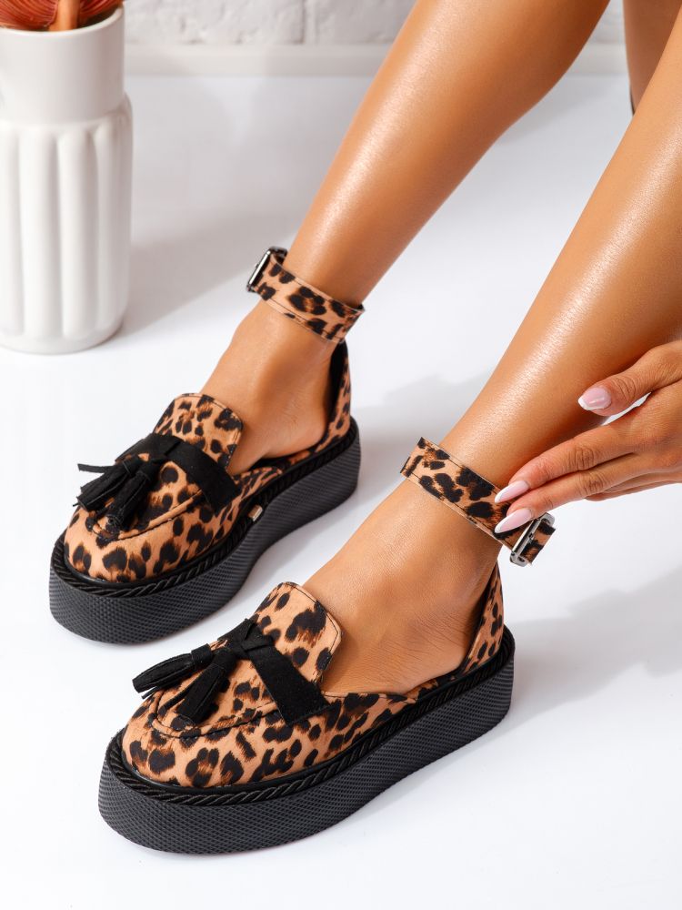 Всекидневни дамски обувки леопард от текстилен материал Lena #19339