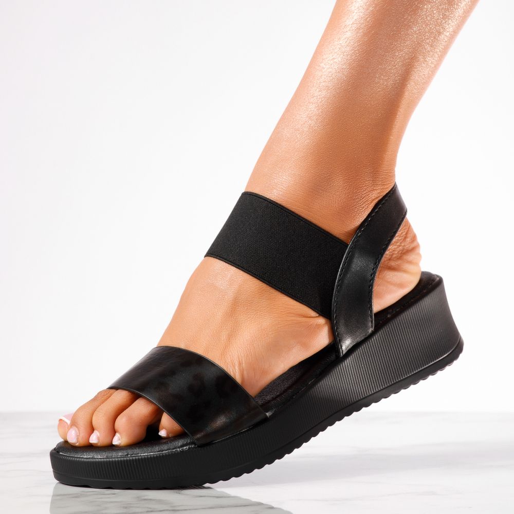 Дамски сандали на платформа Maria Черен #11043