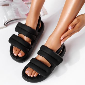 Дамски сандали с платформа черни от водоустойчив материал Thea #19705