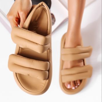 Дамски сандали с платформа каки от водоустойчив материал Thea #19703