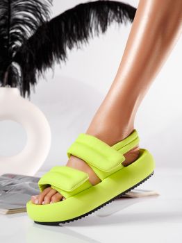 Дамски сандали с платформа зелени от водоустойчив материал Thea #19701