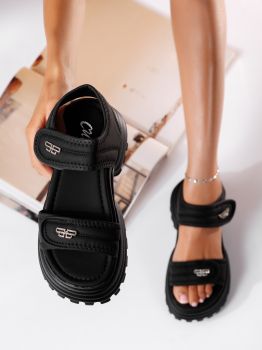 Дамски сандали с платформа черни от еко кожа Ilina #19794