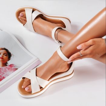 Дамски сандали с платформа бели от еко кожа Chira #19866