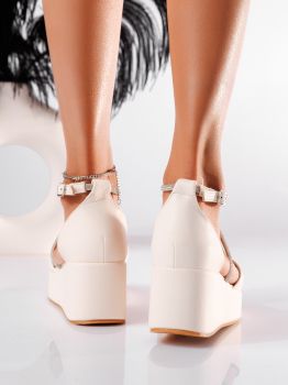 Дамски сандали с платформа бежови от еко кожа Anastacia #19805