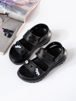 Дамски сандали с платформа черни от синтетичен материал Shasa #19886