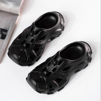 Дамски чехли с платформа черни от синтетичен материал Elia #19898