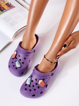 Дамски чехли с платформа лилави от синтетичен материал Altin #19891
