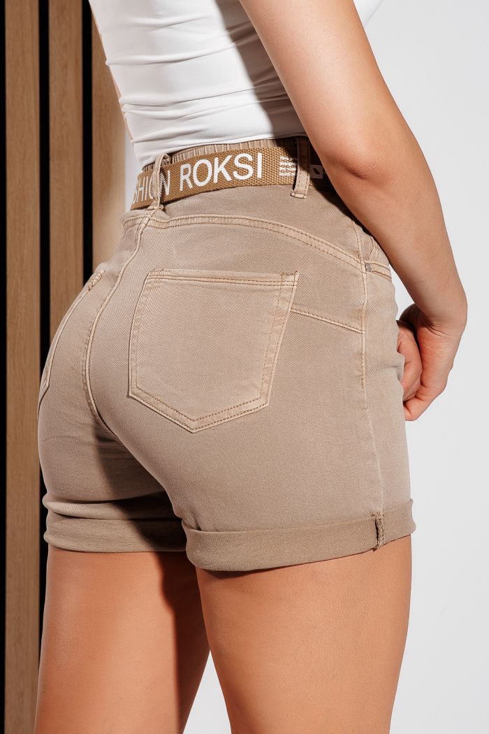 Дамски къси дънки Kasia каки #A1053
