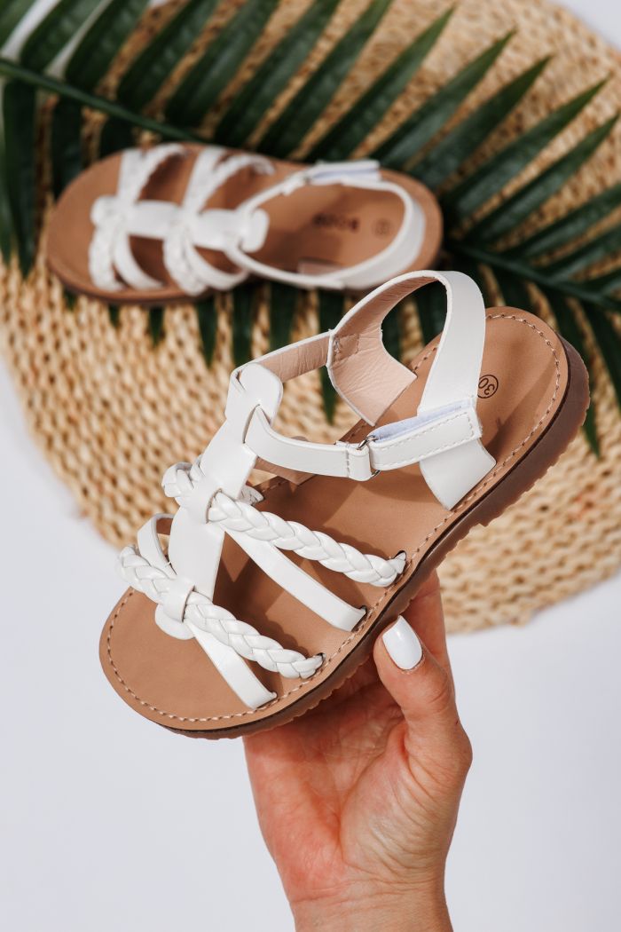 Sandale fete albe din piele ecologica Betsy2 #21926