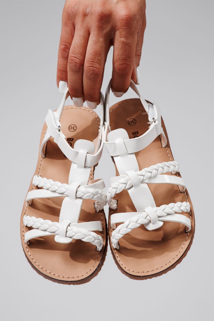 Sandale fete albe din piele ecologica Betsy2 #21926