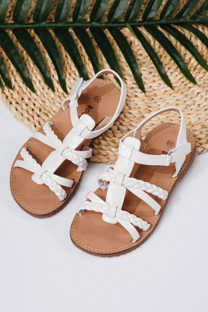 Sandale fete albe din piele ecologica Betsy2 #21926