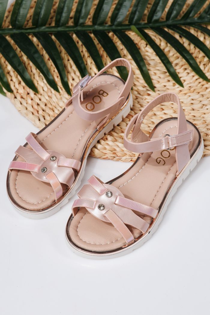 Sandale fete roz din piele ecologica Barbara2 #21918