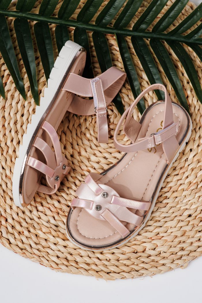 Sandale fete roz din piele ecologica Barbara2 #21918