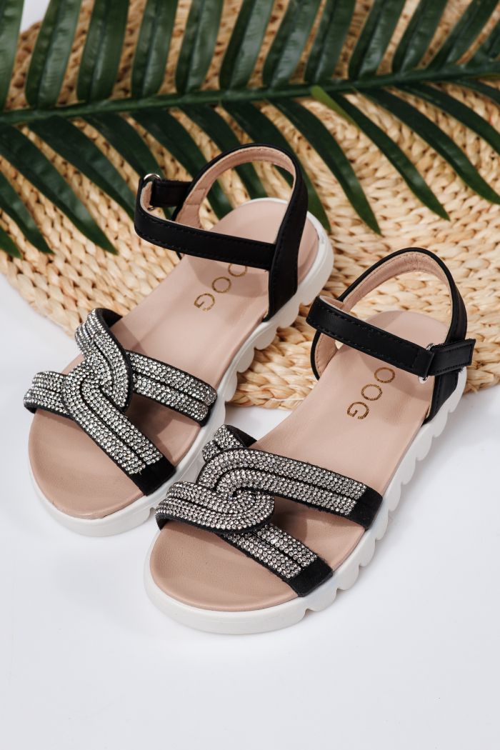 Sandale fete negre din piele ecologica Keira2 #21747