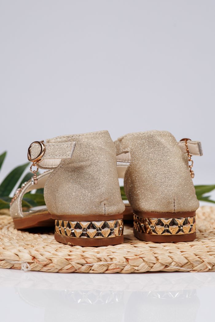 Sandale fete aurii din material textil Maren2 #21739