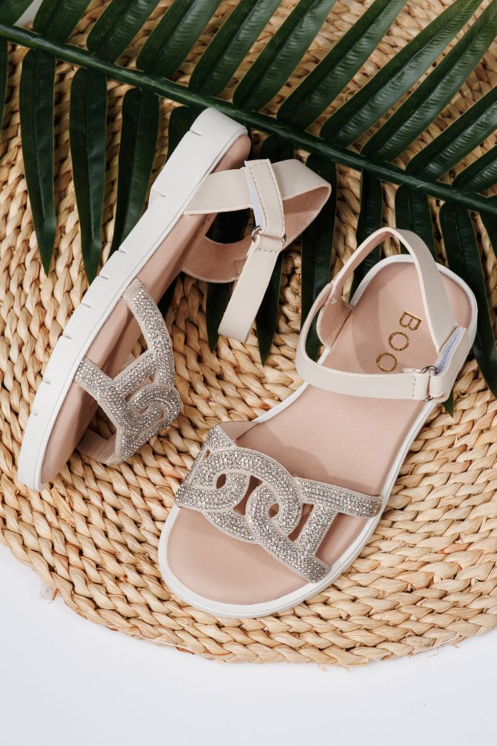 Sandale fete bej din piele ecologica Adina #21868