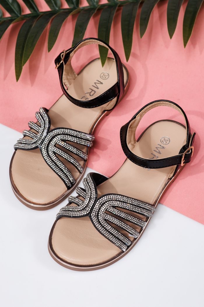 Sandale fete negre din piele ecologica Lola2 #21995