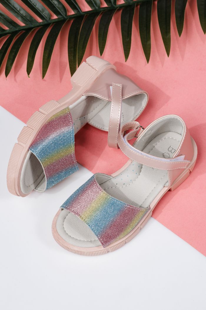 Sandale fete roz din piele ecologica Yvette #21938