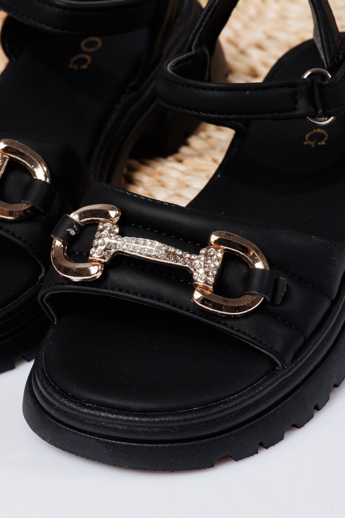 Sandale fete negre din piele ecologica Camille2 #21931