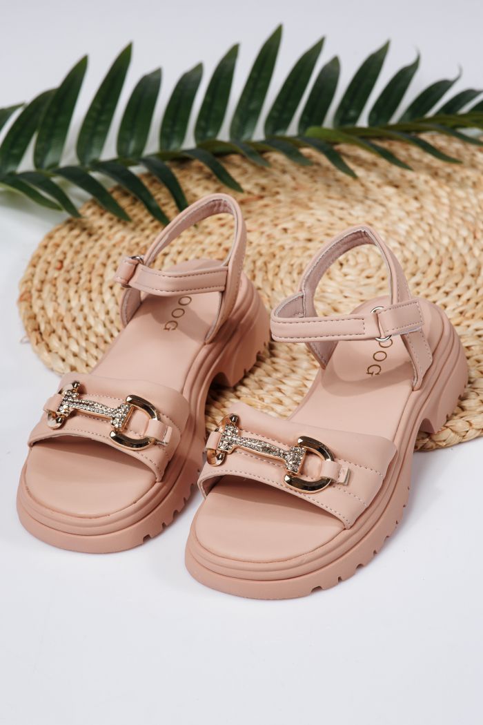 Sandale fete roz din piele ecologica Camille2 #21930