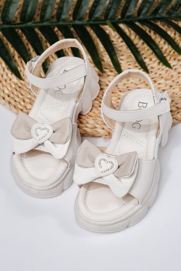 Sandale fete albe din piele ecologica Aria2 #21763
