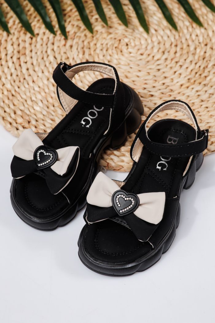 Sandale fete negre din piele ecologica Aria2 #21765
