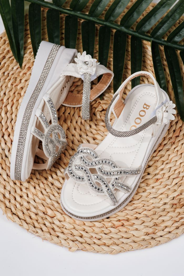 Sandale fete albe din piele ecologica Lilith2 #21752