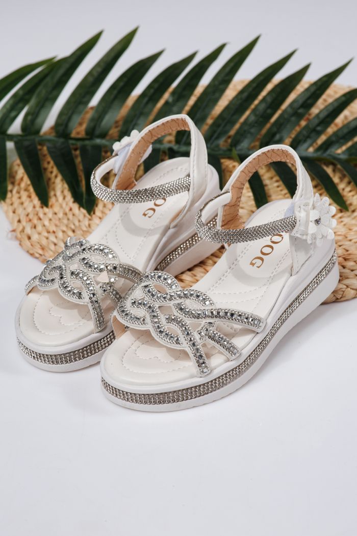 Sandale fete albe din piele ecologica Lilith2 #21752