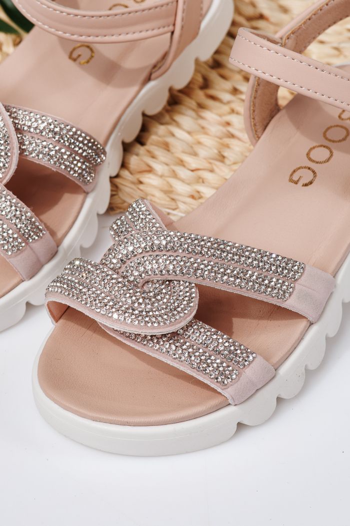 Sandale fete roz din piele ecologica Keira2 #21746