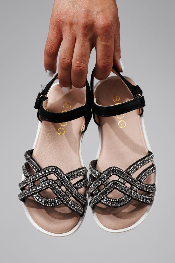 Sandale fete negre din piele ecologica Alegria2 #21885