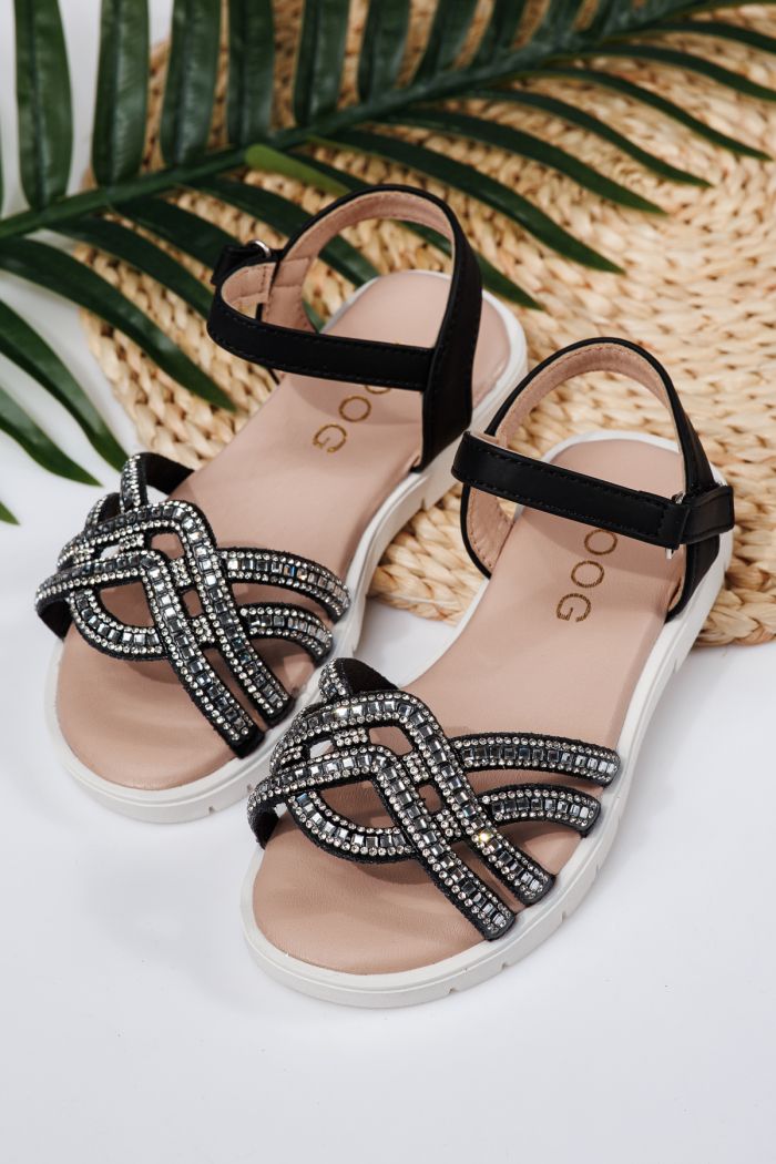 Sandale fete negre din piele ecologica Alegria2 #21885