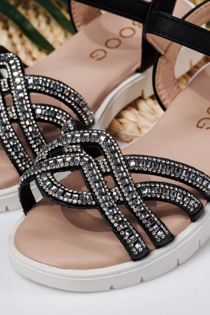 Sandale fete negre din piele ecologica Alegria2 #21885