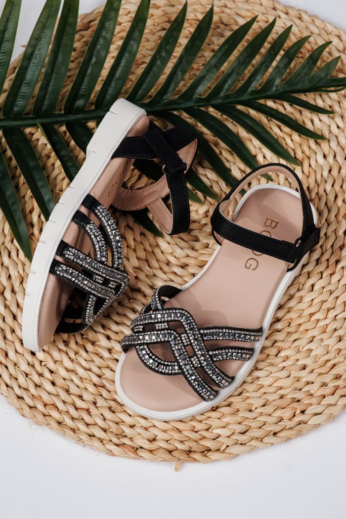 Sandale fete negre din piele ecologica Alegria2 #21885
