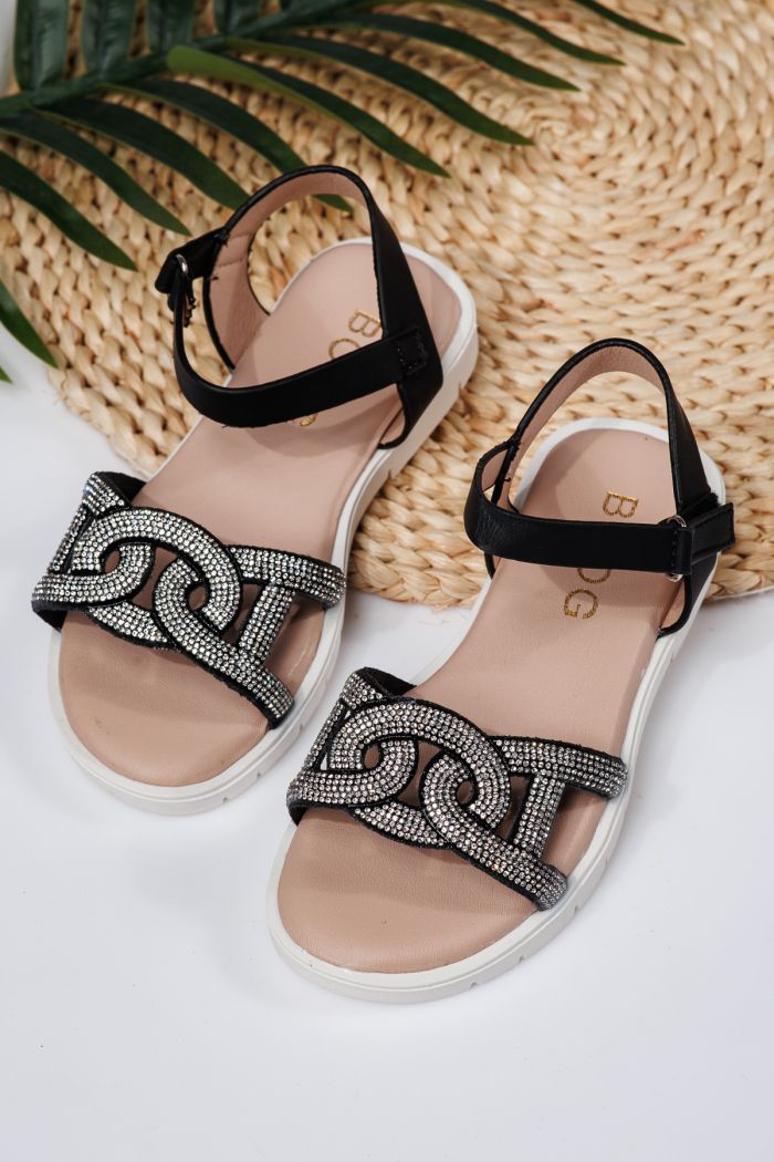 Sandale fete negre din piele ecologica Adina #21869