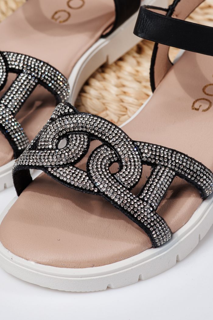 Sandale fete negre din piele ecologica Adina #21869
