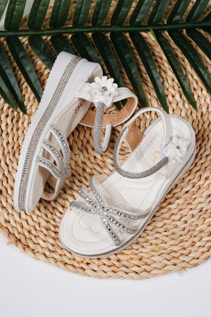 Sandale fete albe din piele ecologica Ophelia2 #21757