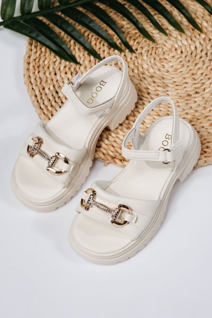 Sandale fete albe din piele ecologica Camille2 #21932