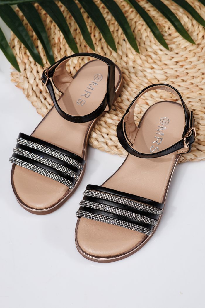 Sandale fete negre din piele ecologica Anca2 #22002