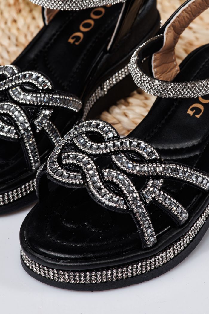 Sandale fete negre din piele ecologica Lilith2 #21751