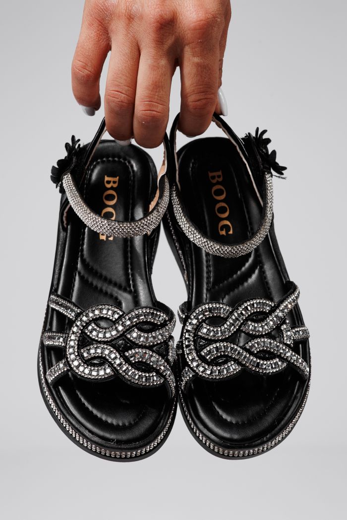 Sandale fete negre din piele ecologica Lilith2 #21751