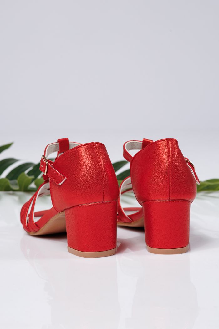 Sandale fete rosii din piele ecologica Alina #21942