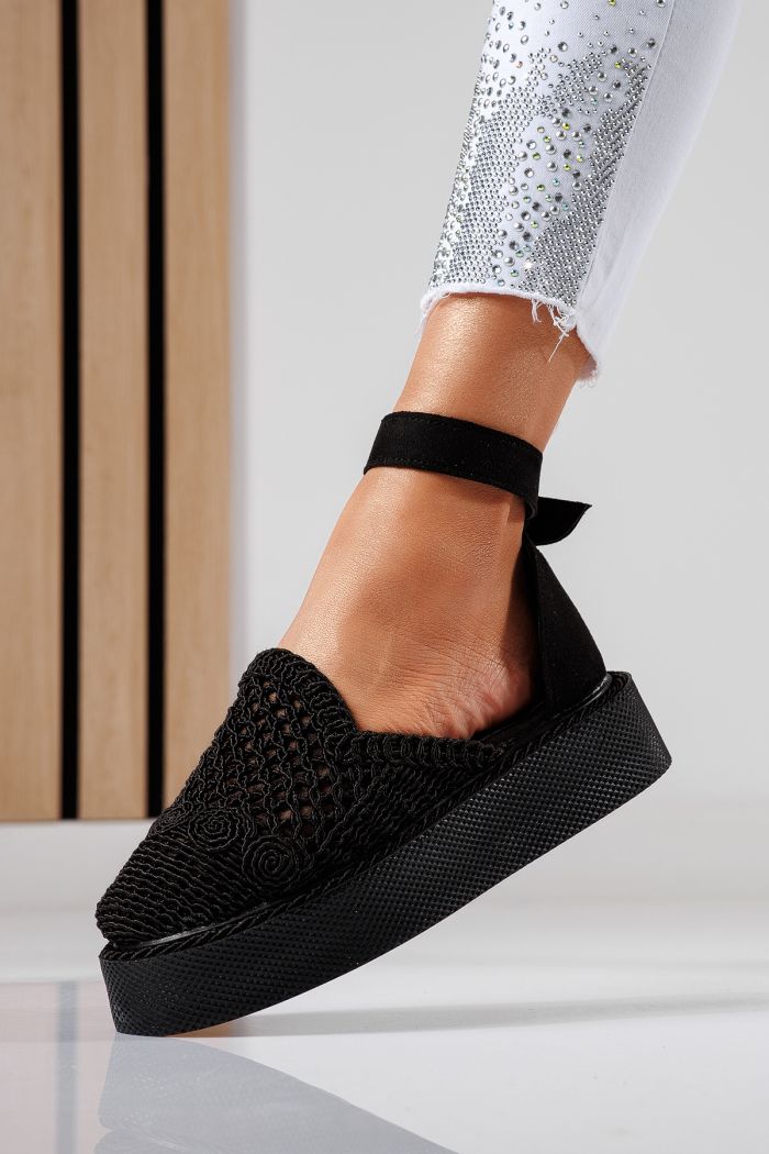 Pantofi casual dama negri din material textil Amira #22427