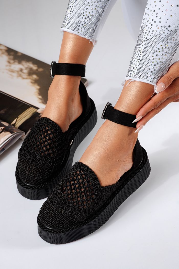 Pantofi casual dama negri din material textil Amira #22427