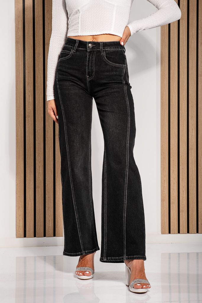 Дамски Wide Leg Fit Дънки Romina черни #A1211