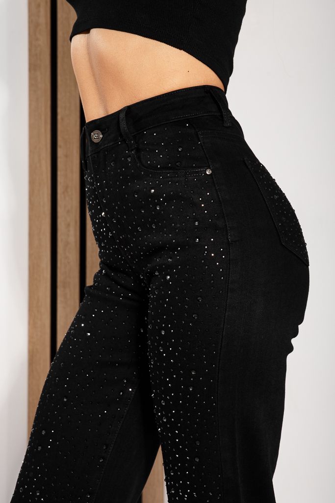 Дамски Wide Leg Fit Дънки Alberta черни #A1215